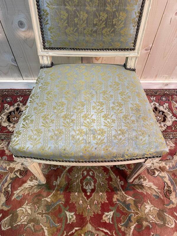 Set of 6 Louis XVI chairs. Beige rechampi