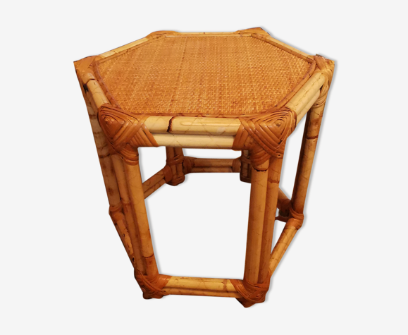 Table d'appoint gueridon en rotin