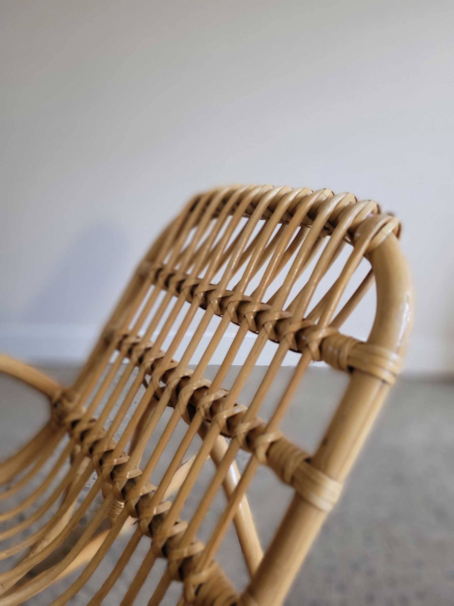 Vintage rattan rocking chair for children