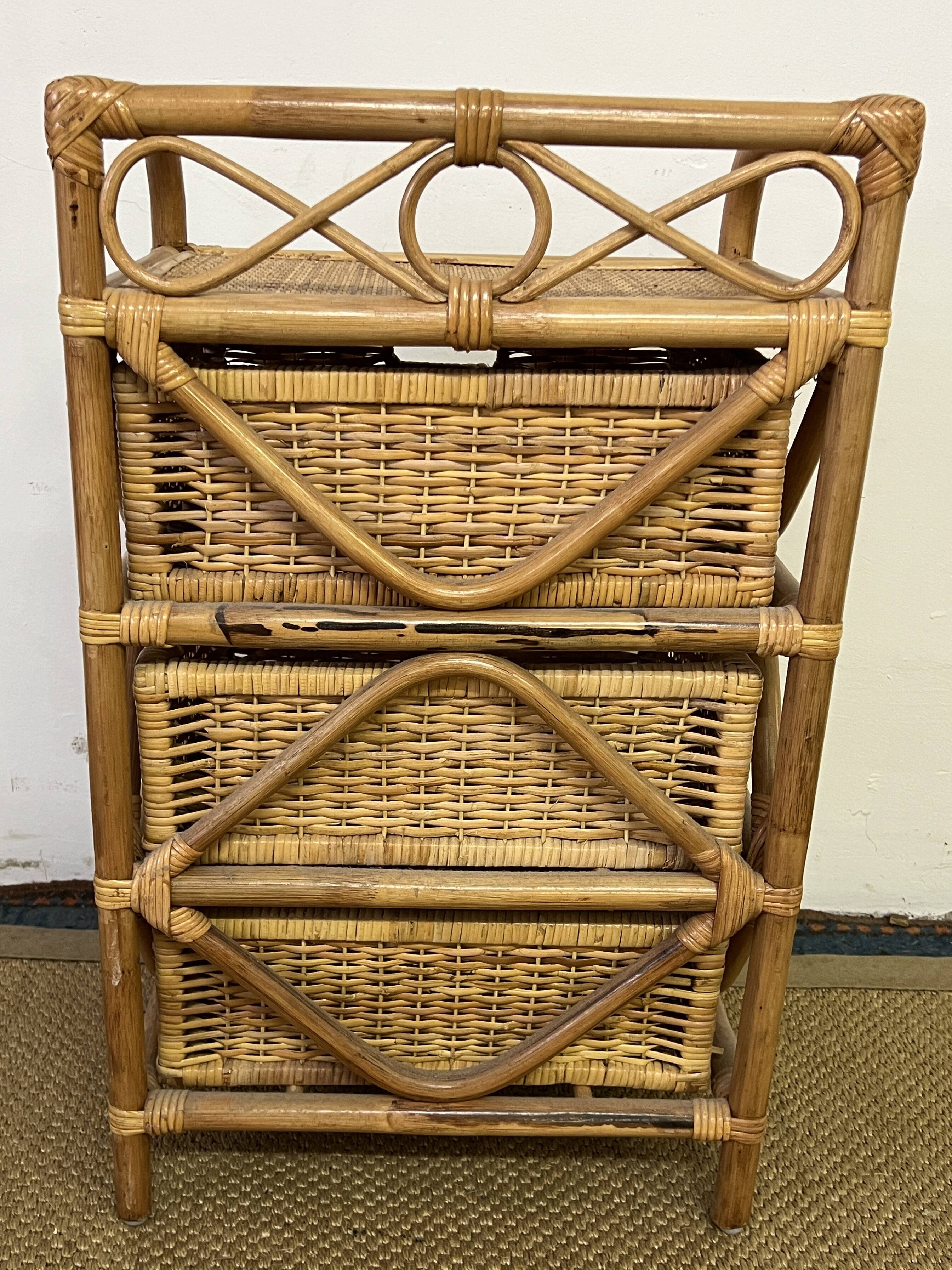 Vintage rattan chest of drawers
