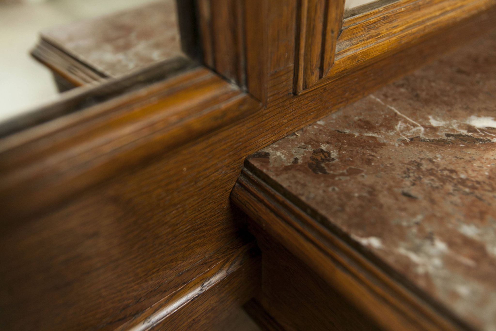 Napoleon III style walnut wardrobe, late 19th century, 3 mirrors, marble top, 8 coat hooks