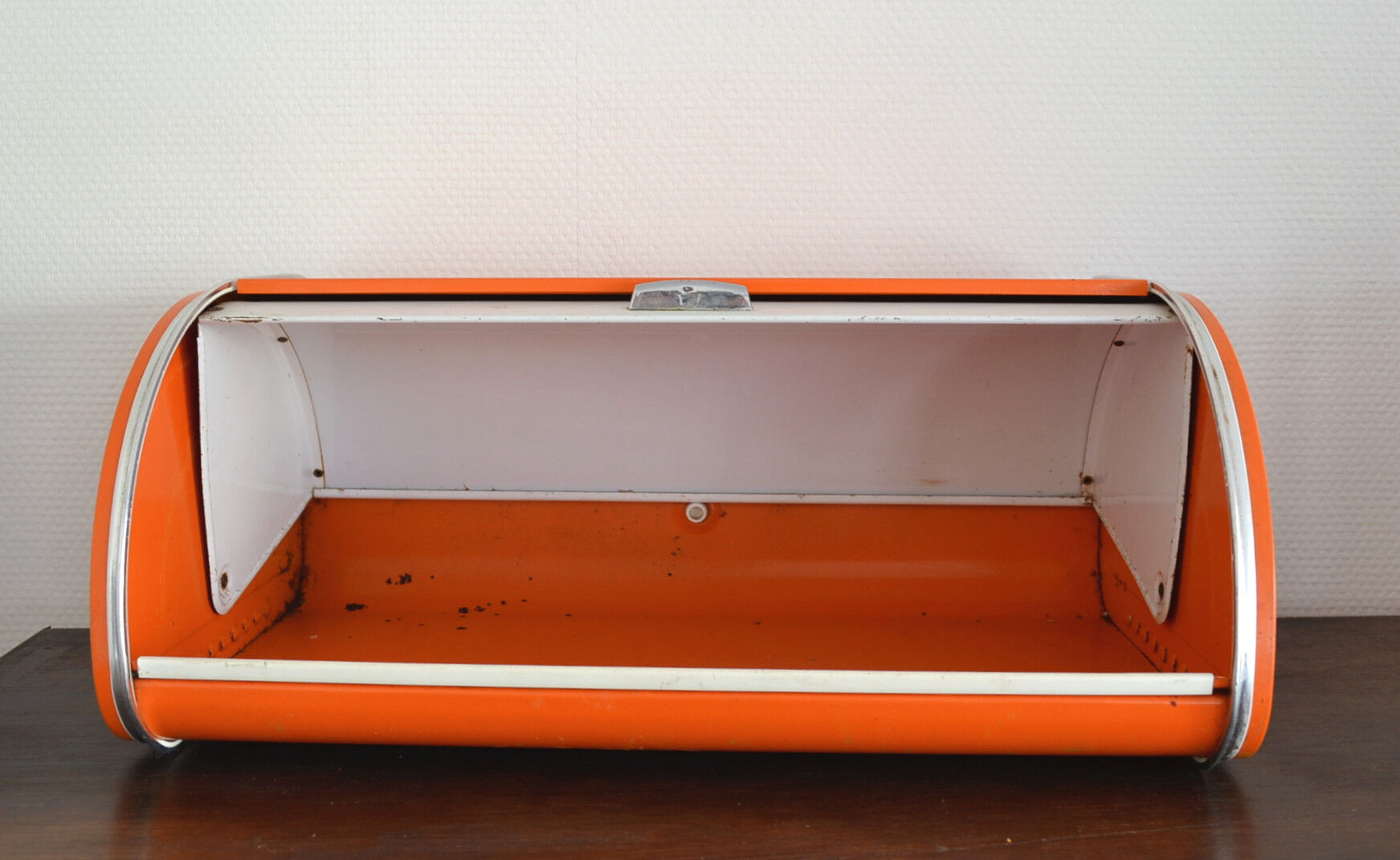 Orange bread hutch vintage 70s