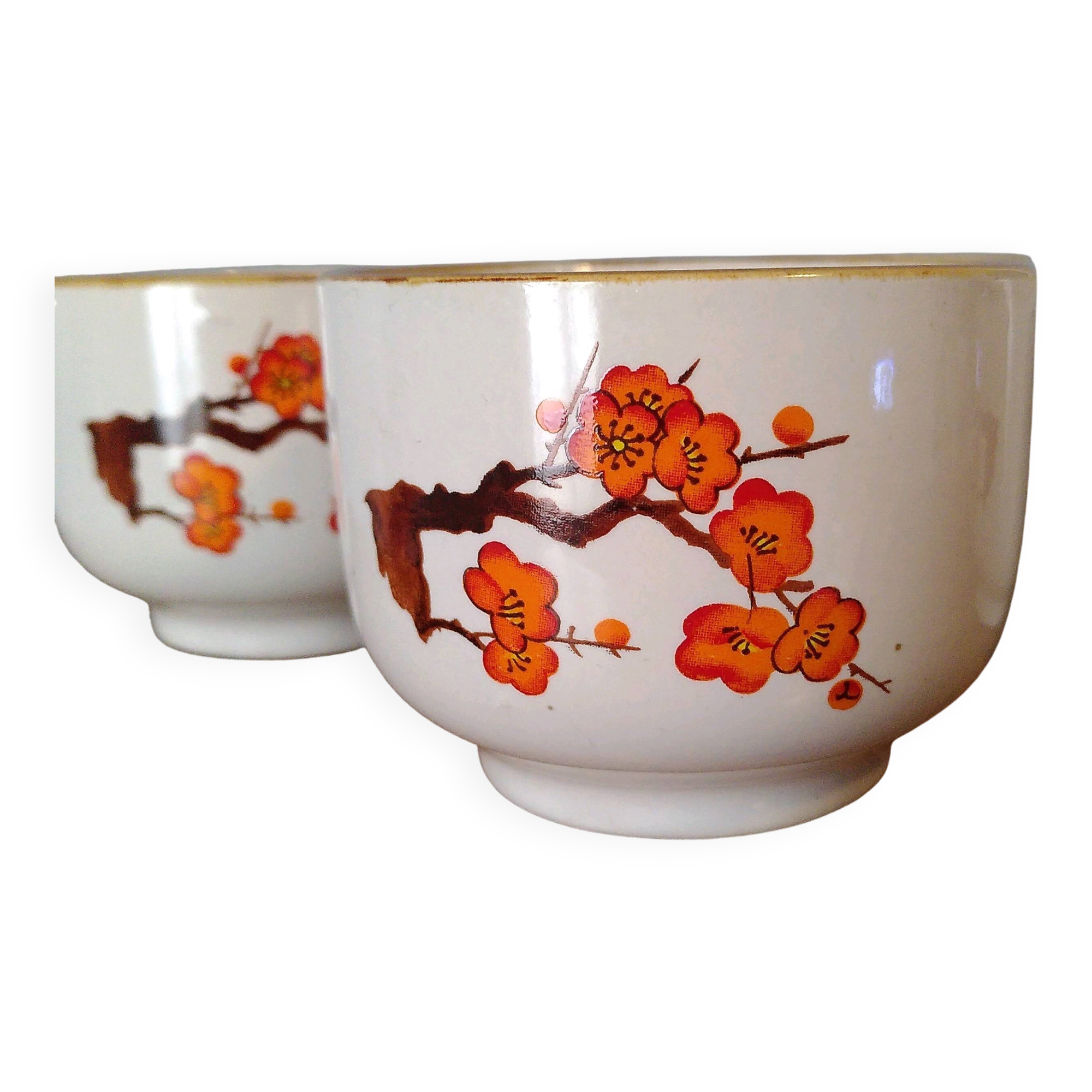 Orange flower tea cups