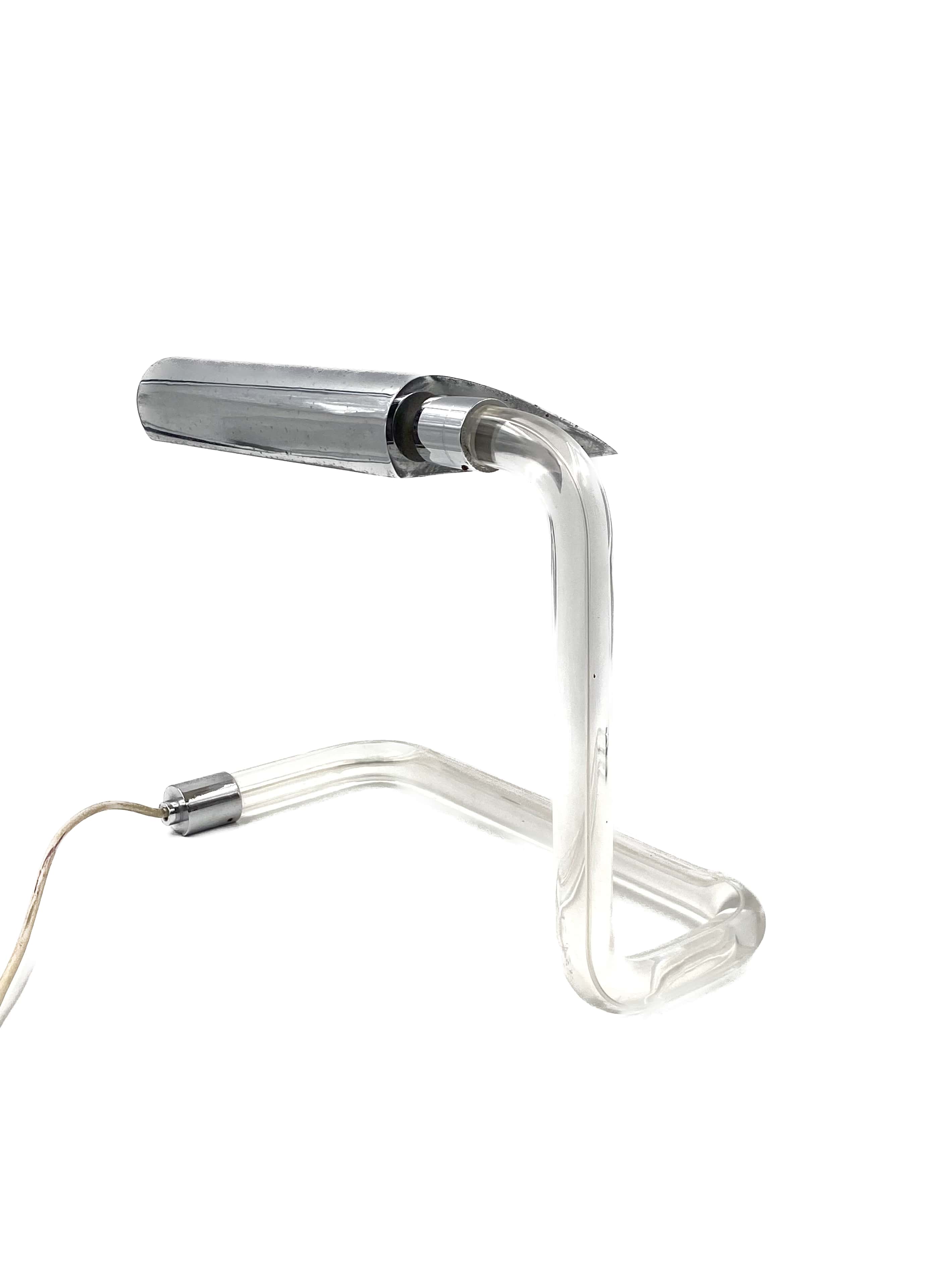 Peter hamburger, crylicord modernist crylicord desk lamp, knoll international, 1960s