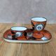 Vintage hand-painted set – tray + coconut tree + mini ramekin