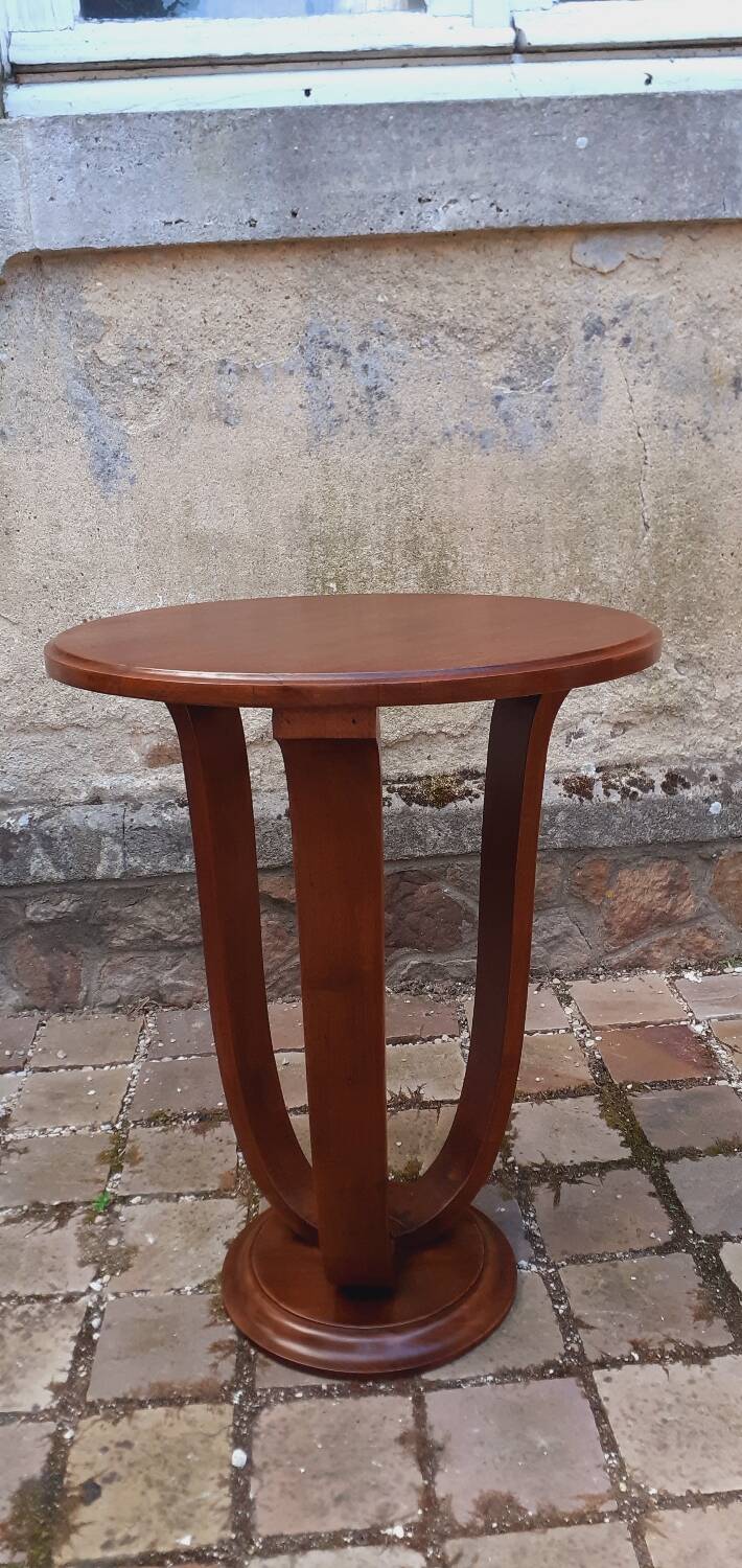 1930 Art Deco pedestal table in solid walnut