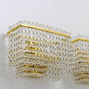 Pair of square wall sconces in gilded brass with hand-cut crystals, 1970s.