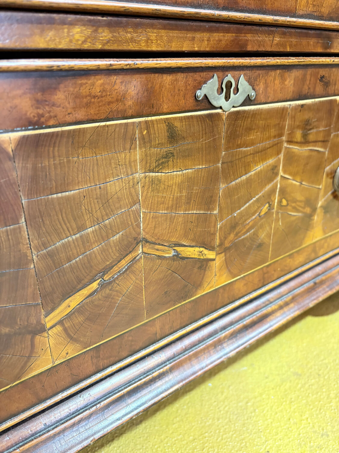 19th century Georgian style commode in end-grain wood marquetry.
