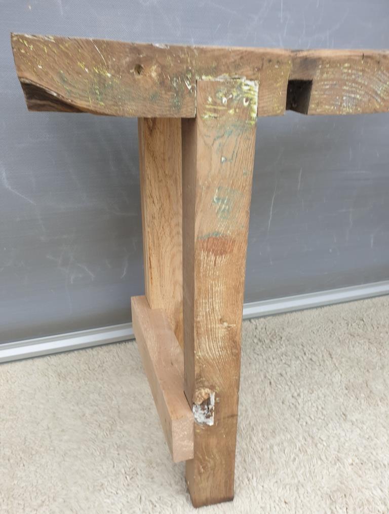 Restored solid wood workbench