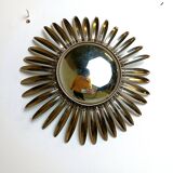 Miroir vintage en laiton à effet soleil, années 1970