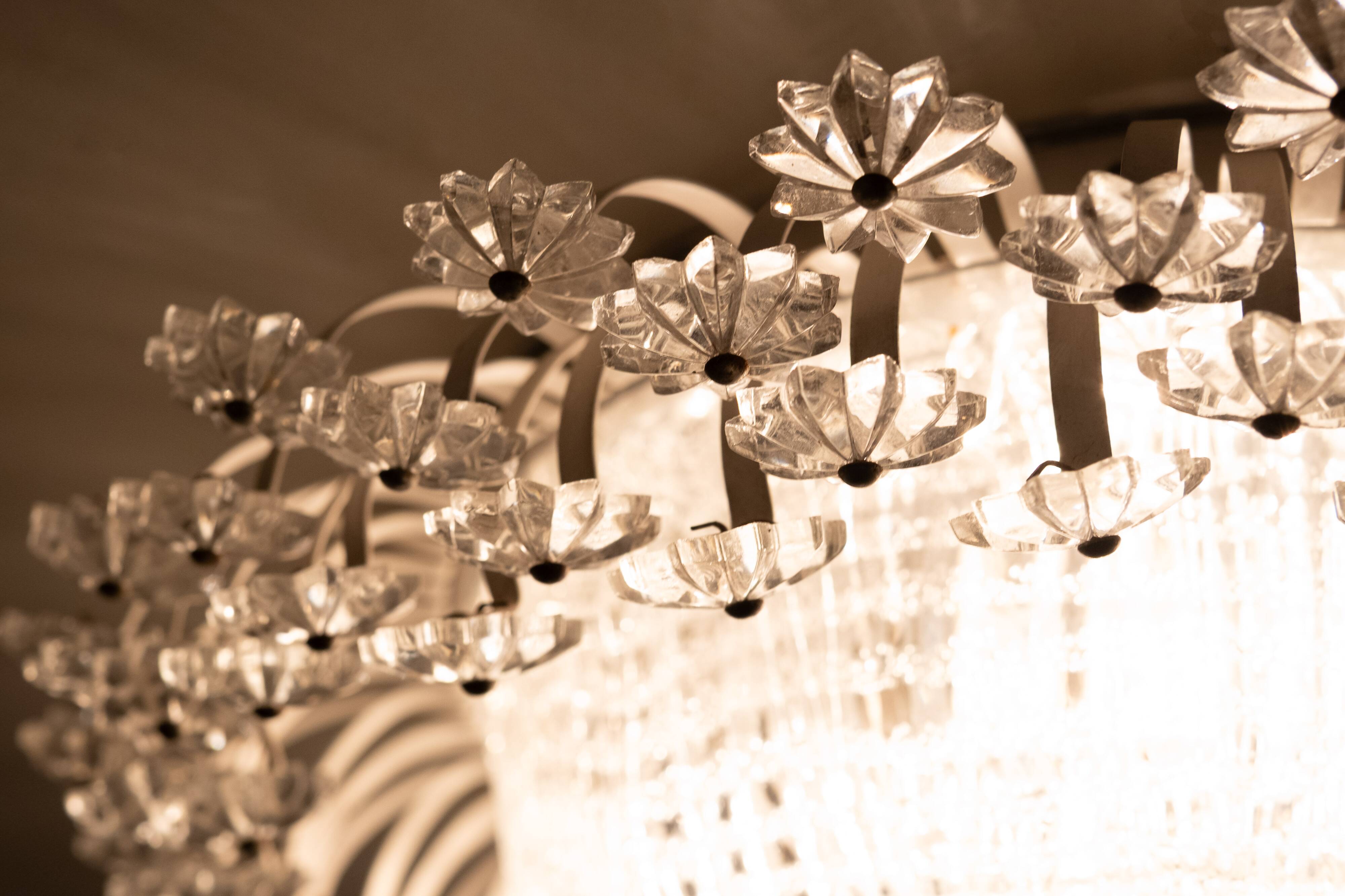 Floral Mid-Century Modern Flush Lamp Emil Stejnar 1960s Austria