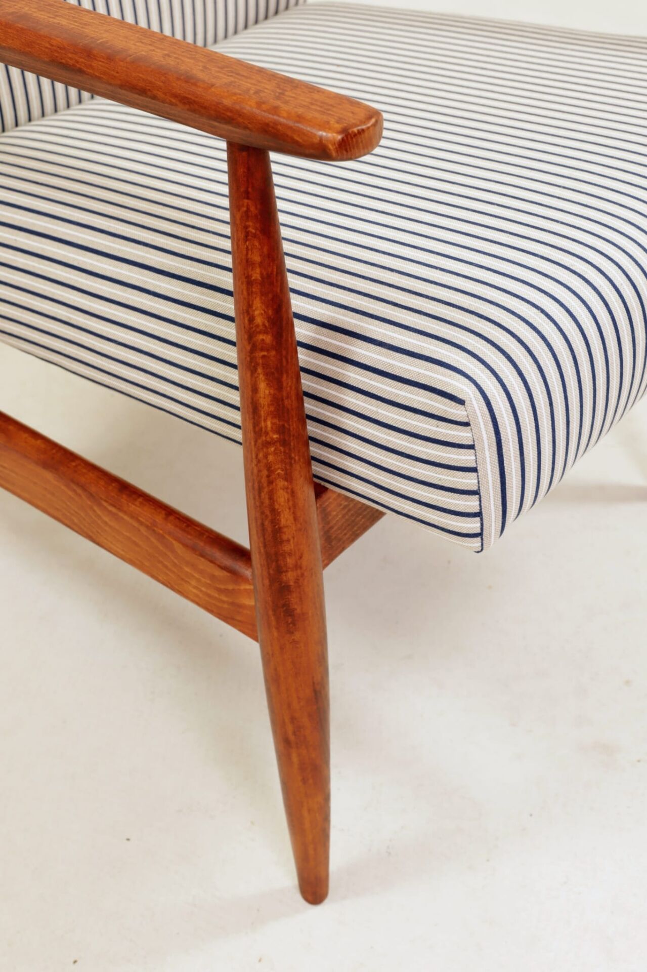 Fauteuil & Repose-pieds tissu cotton rayé