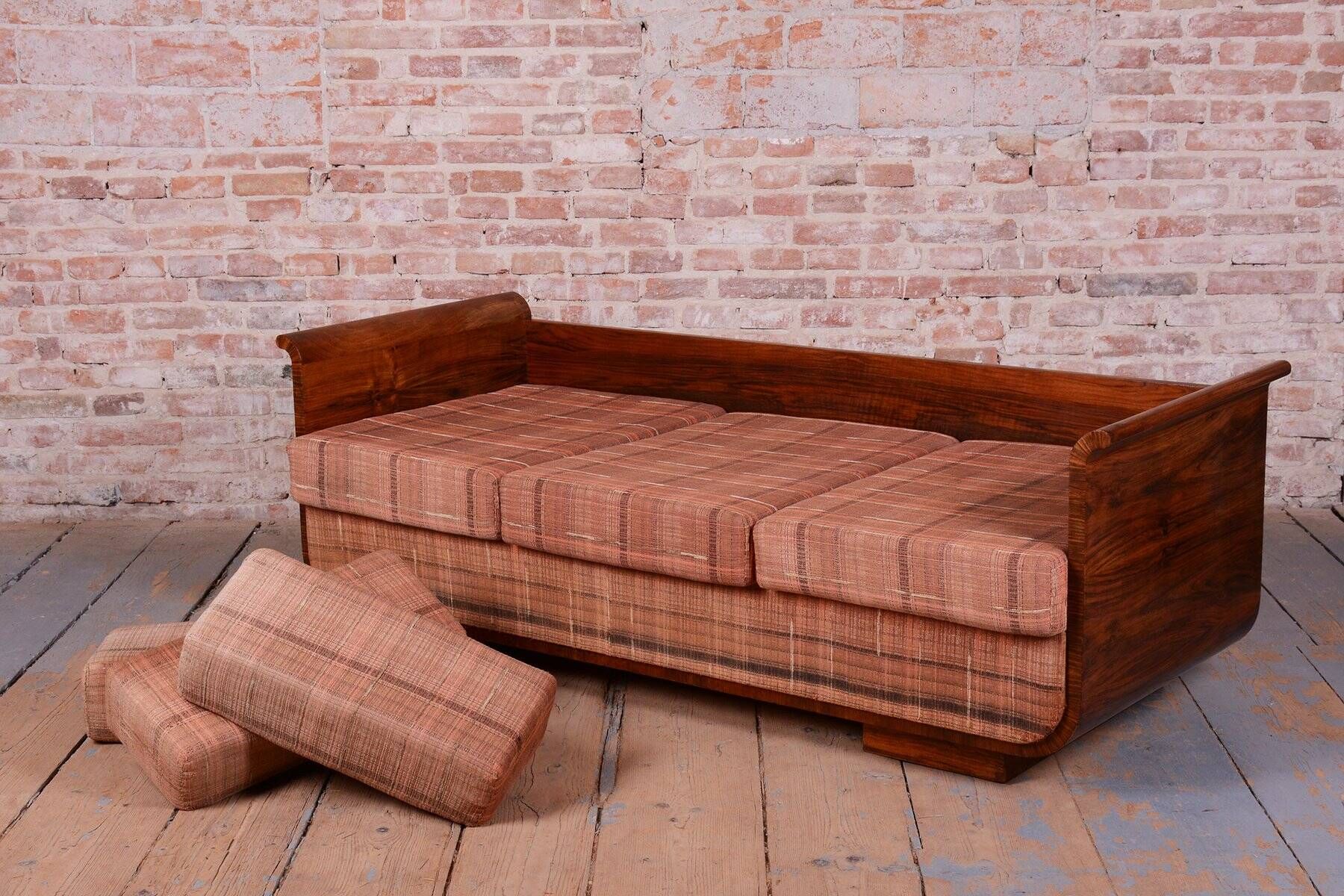 Art Deco Walnut Sofa by J. Halabala for Up Zavody, Czech, 1930s