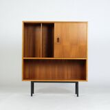 Vintage Nussbaum Vitrinenschrank Highboard Md-Century 1960er