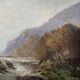 19th century French school painting, mountain river