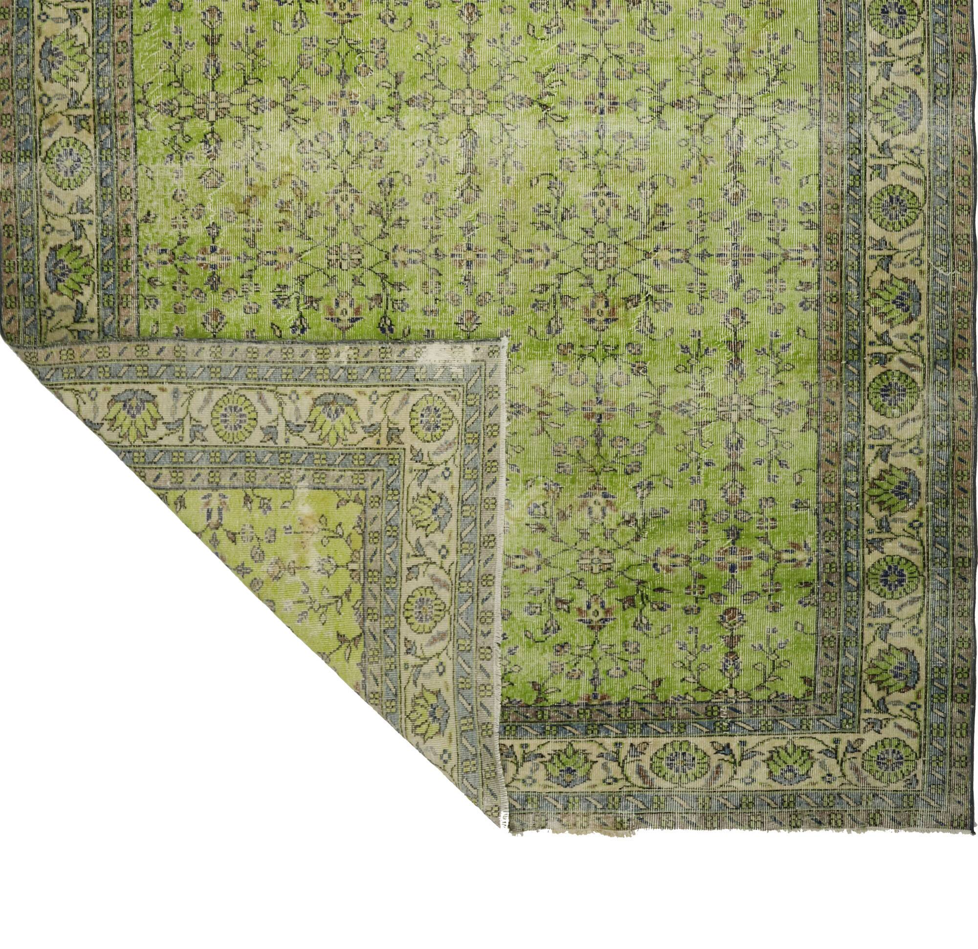 Vintage Green Floral Turkish Carpet 323 x 227 cm