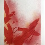 Jean bazaine, monograph in red, 1975. original lithograph