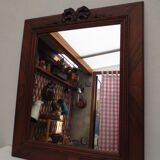 Miroir rectangulaire, cadre bois fruitier avec cocarde