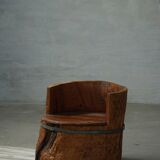 Primitive stump seat in pine, hand-carved, modern Swedish, Wabi Sabi, 1900s.