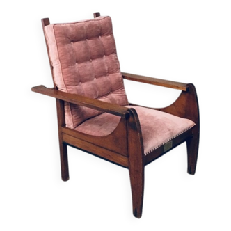 Dutch Art Deco Modernist Reclining Grand Armchair, Netherlands, 1920s