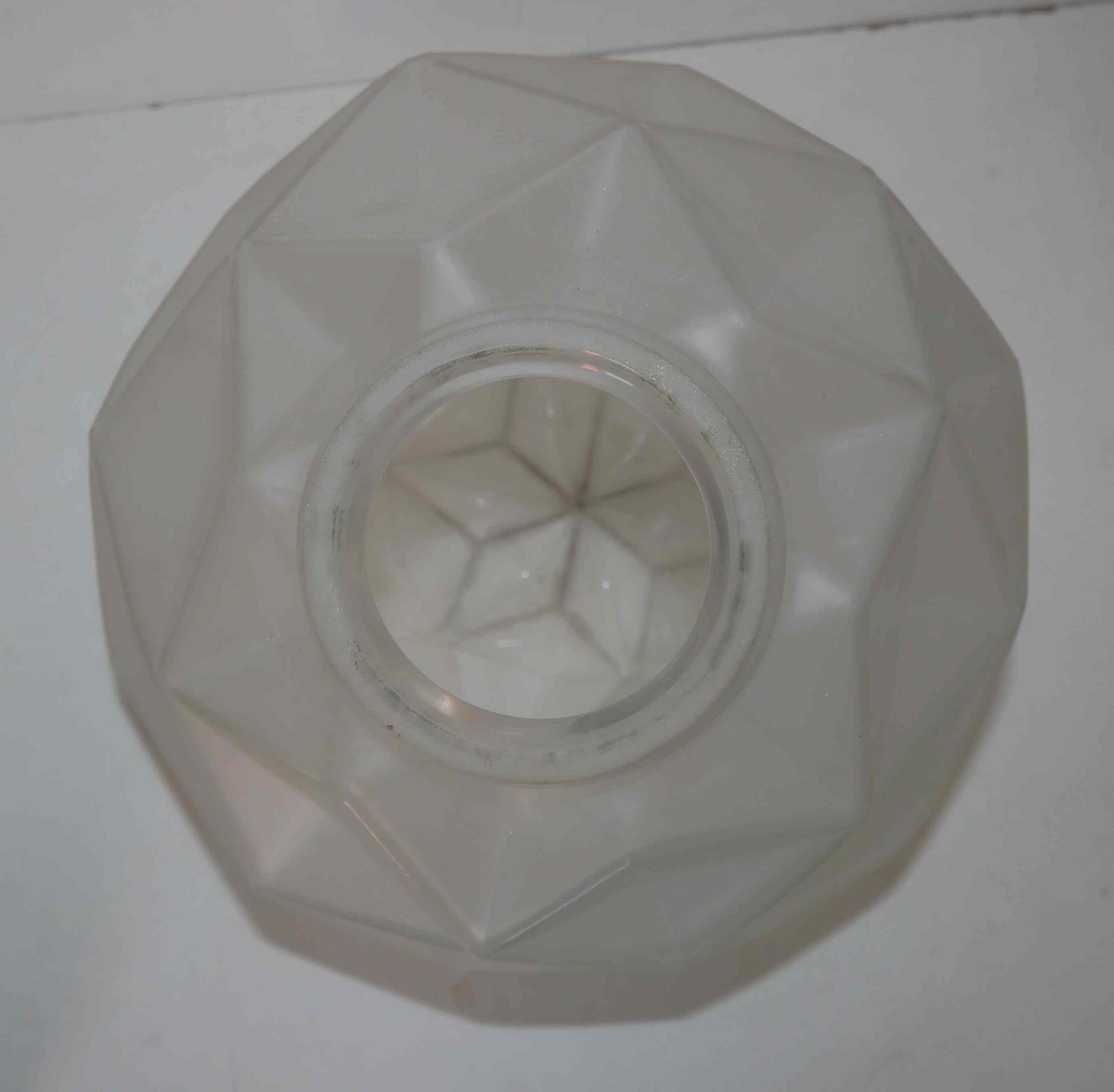 Art Deco faceted pressed glass globe pendant light