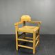 Dutch postmodern brutalist oak corner side chair with rush seat, 1970s