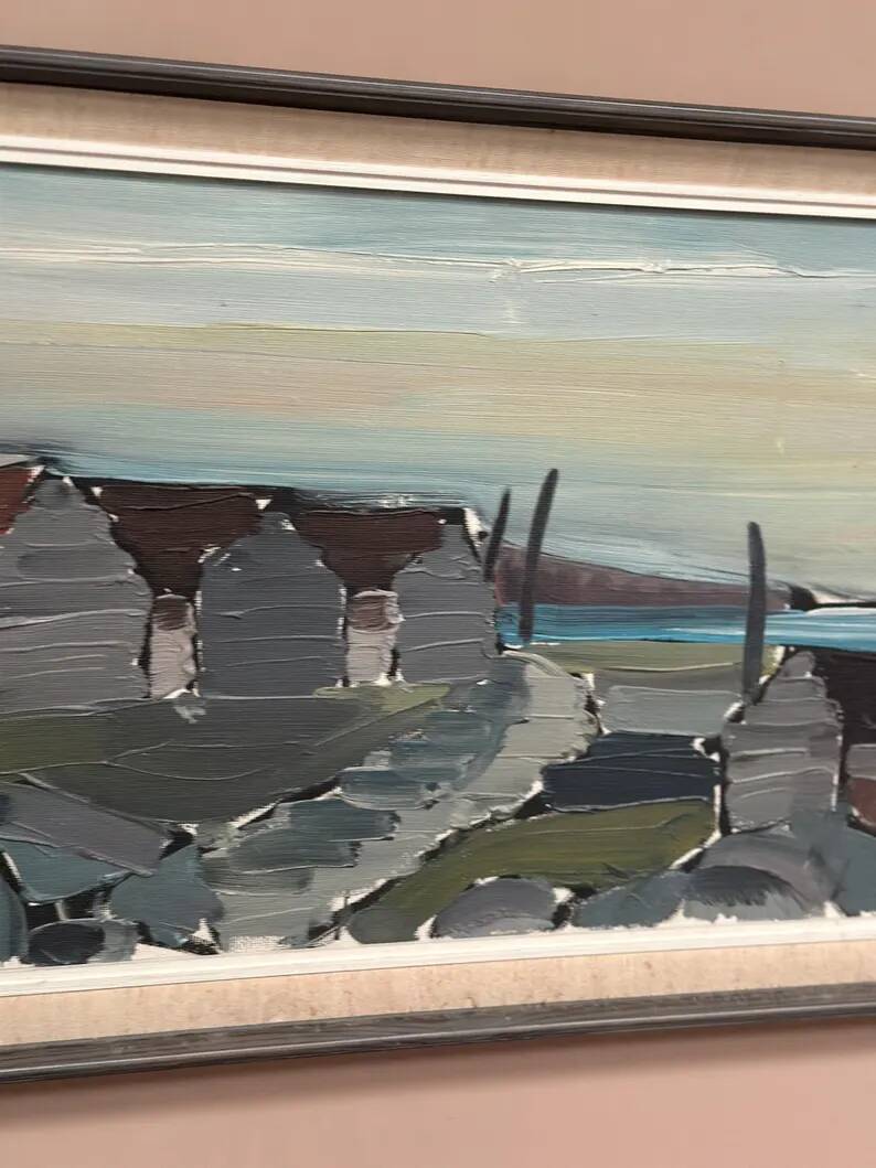 XL Original Swedish Oil on Canvas “Coastal Village” by Bo Sjöberg –Signed