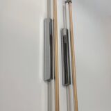 Pair of XL vintage wall lights, chrome metal and transparent ABS, Italy, 1980.