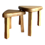 Vintage brutalist nesting tables in solid wood, design