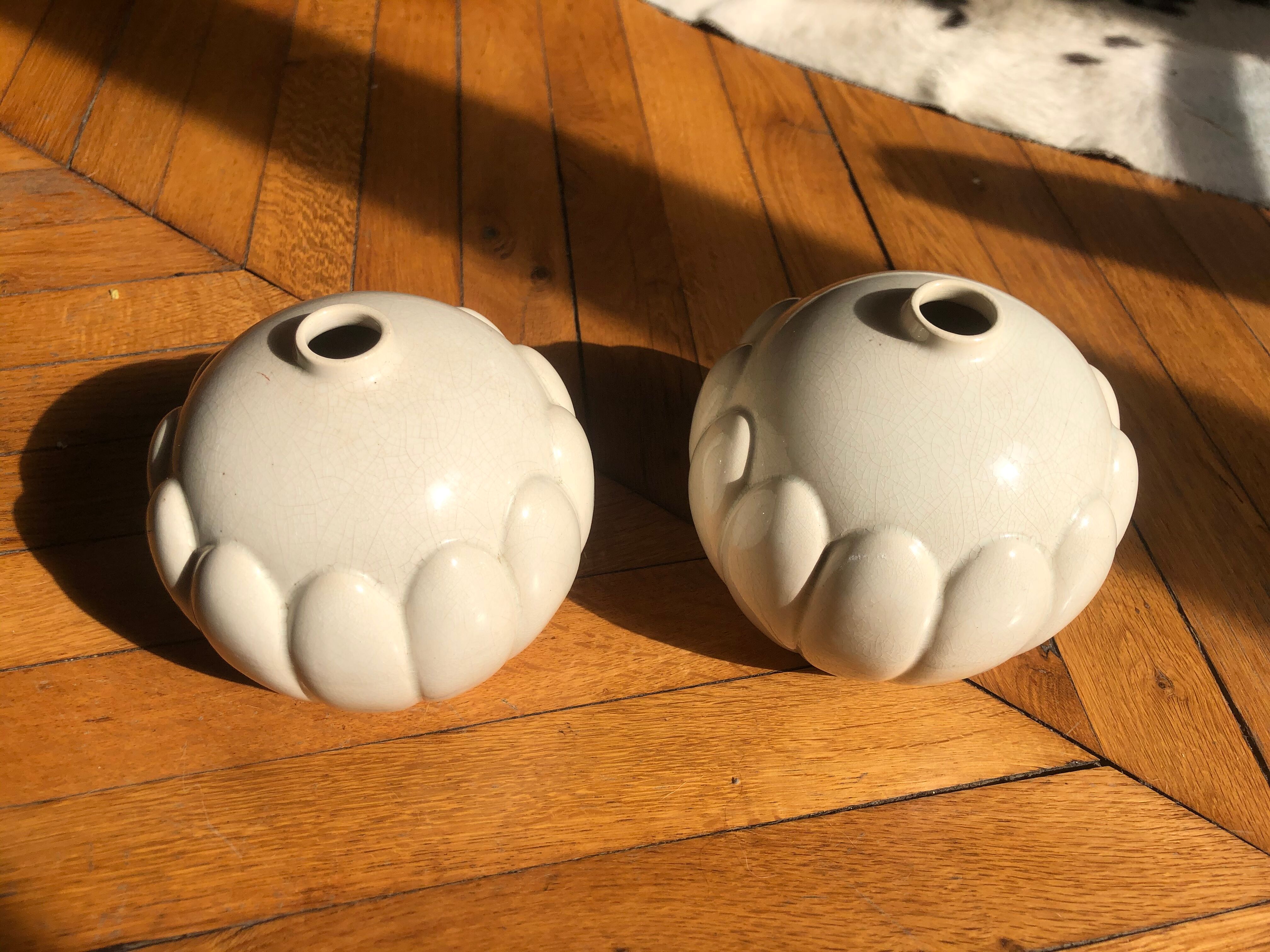 Art deco earthenware ball vase of saint clement