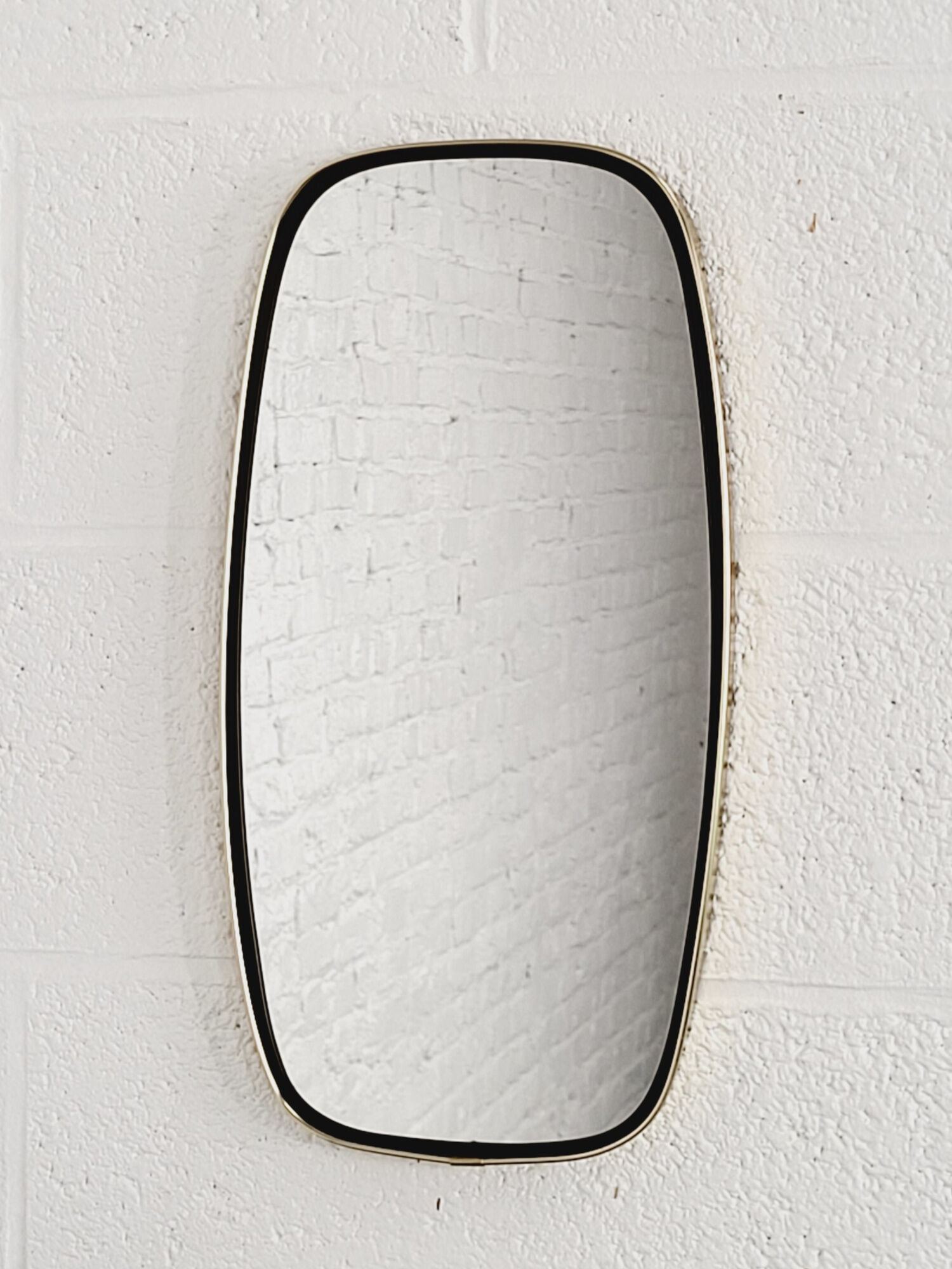Rearview mirror and free form from the 50s - 60s on gold frame