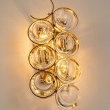 Golden brass and crystal wall light by Palwa, Germany, 1960s.