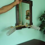 Four-light suspension with glass lampshade, diamond size, 1980.