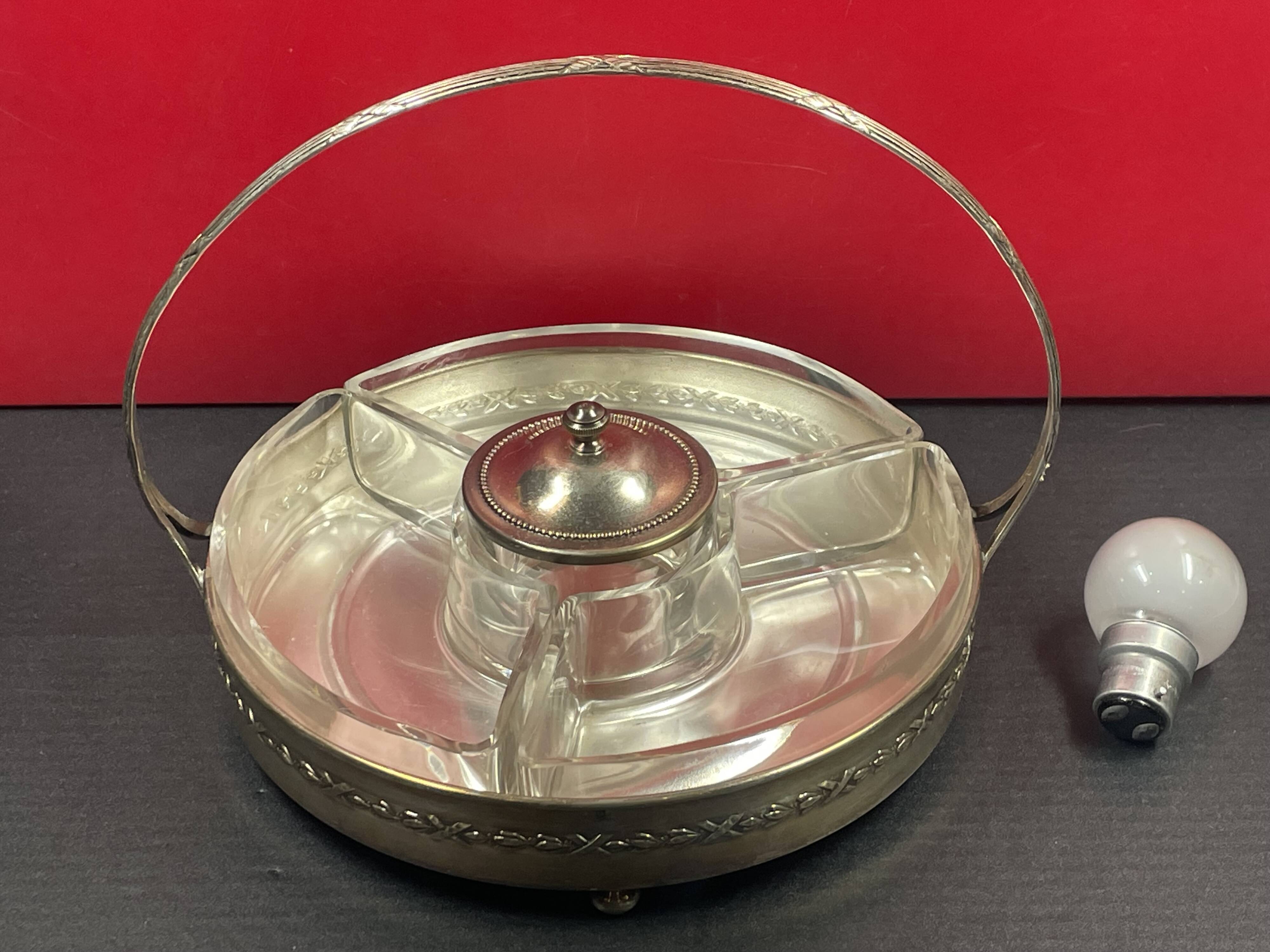 Hors d'oeuvre server, sweets, aperitif in Art Deco silver metal