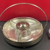 Hors d'oeuvre server, sweets, aperitif in Art Deco silver metal