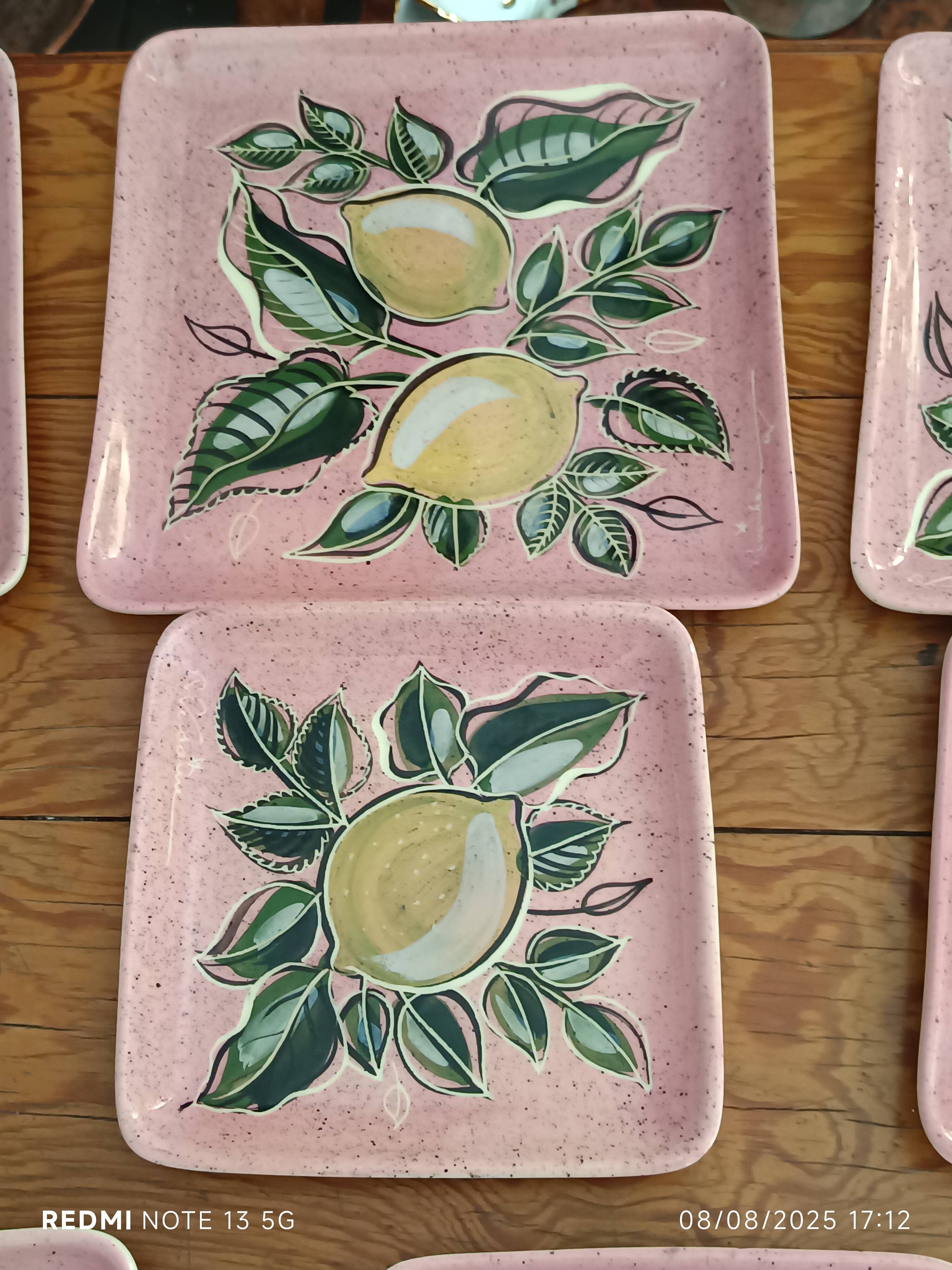 Set of 10 vintage enameled earthenware plates Renouveau Cagnes sur Mer