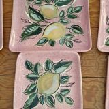 Set of 10 vintage enameled earthenware plates Renouveau Cagnes sur Mer