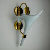 White fleur-de-lys wall lamp, murano glass, Italy, 1970