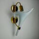 White fleur-de-lys wall lamp, murano glass, Italy, 1970