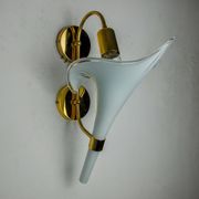 Applique fleur de lys blanche, verre de murano, Italie, 1970
