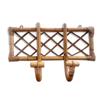 Vintage rattan coat holder