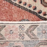 Tapis oriental vintage en laine, médaillon géométrique corail et bleu