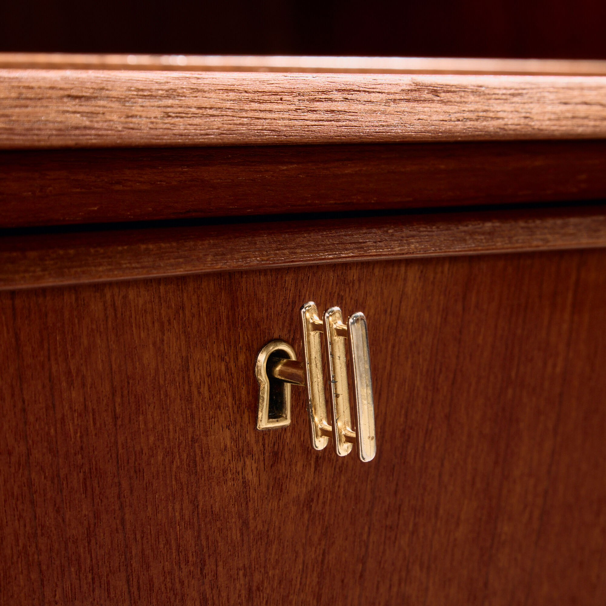 Restored teak cylinder desk