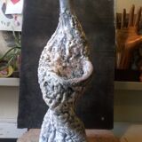 Louis Giraud's twisted double vase in Vallauris ceramic foam