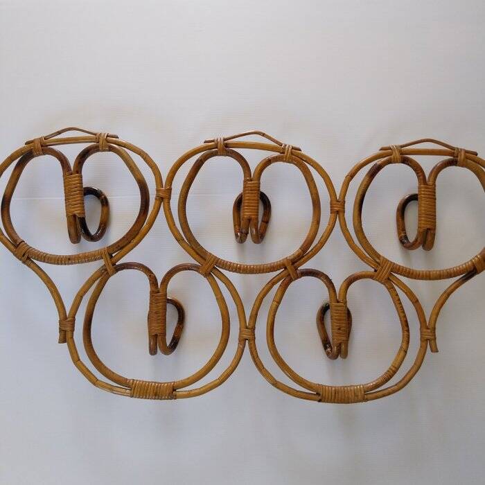 Vintage rattan coat rack by Franco Albini