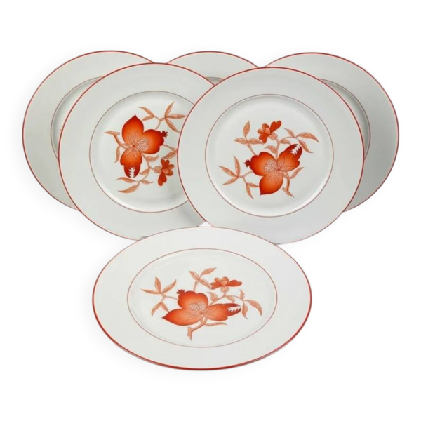 Haviland Limoges Service de 6 assiettes plates, modèle Sou-Tcheou
