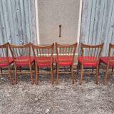 Chaises de bistrot en Skaï rouge