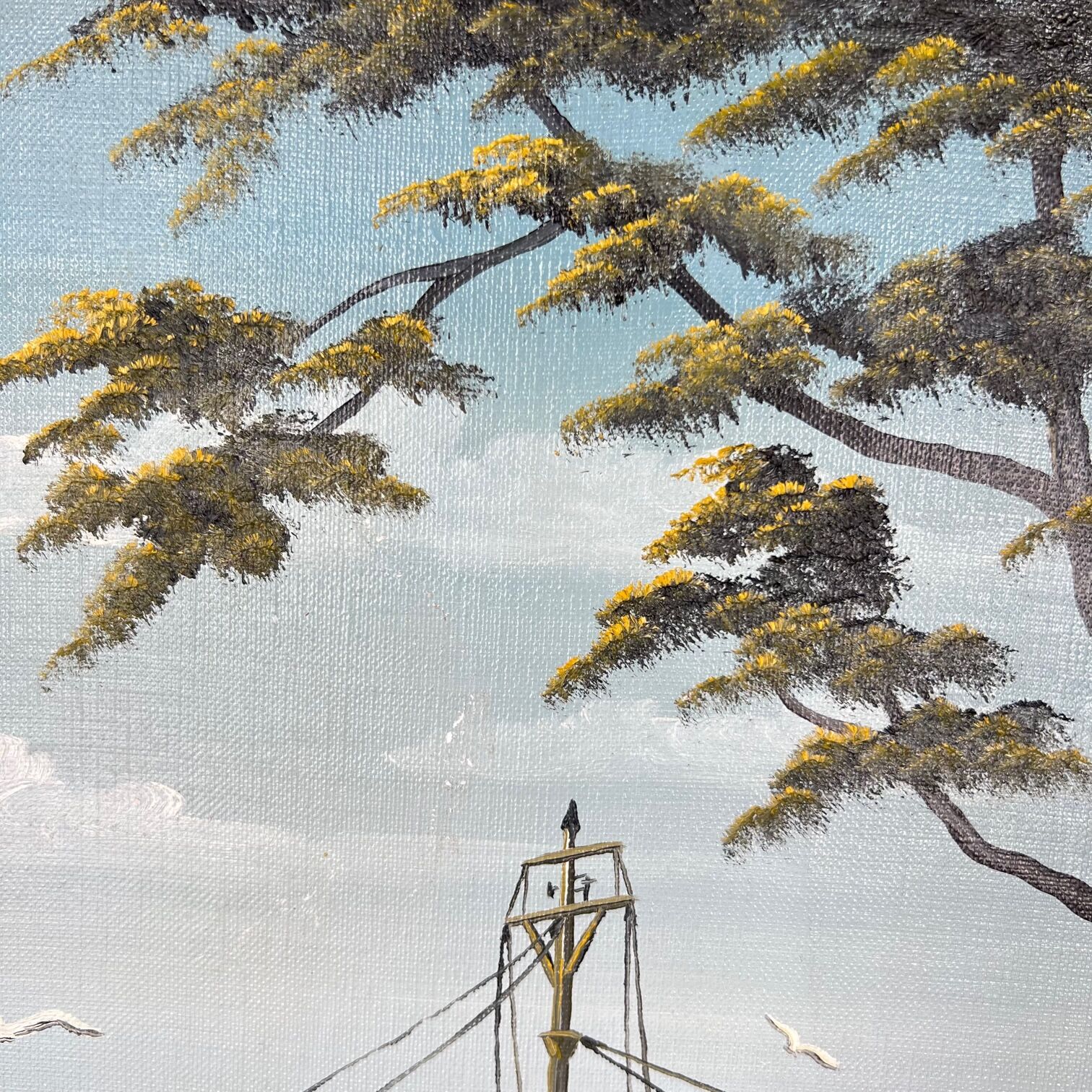 Oil on canvas "Return from fishing"