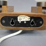 Czechoslovak wall lamp from the 1960s with Valasske Mezirici glass and a wooden base.