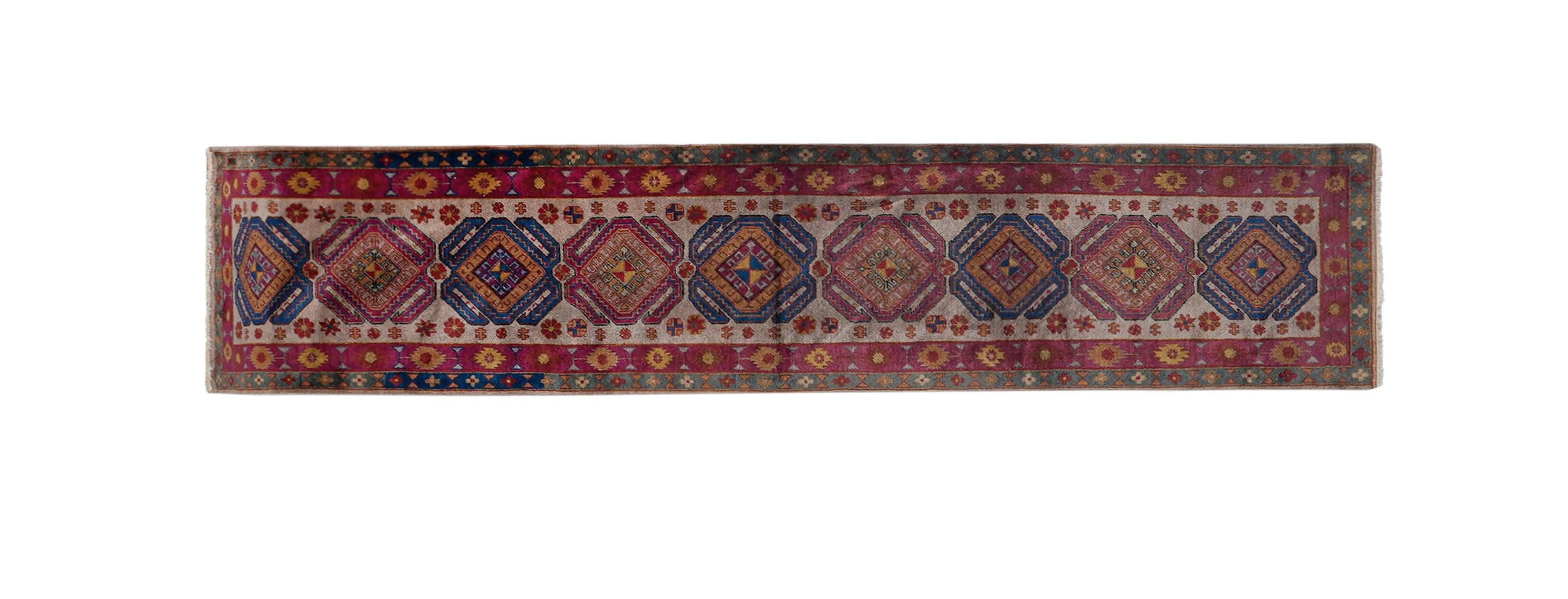 Vintage Turkish Oushak Handwoven Rug 70x335 cm